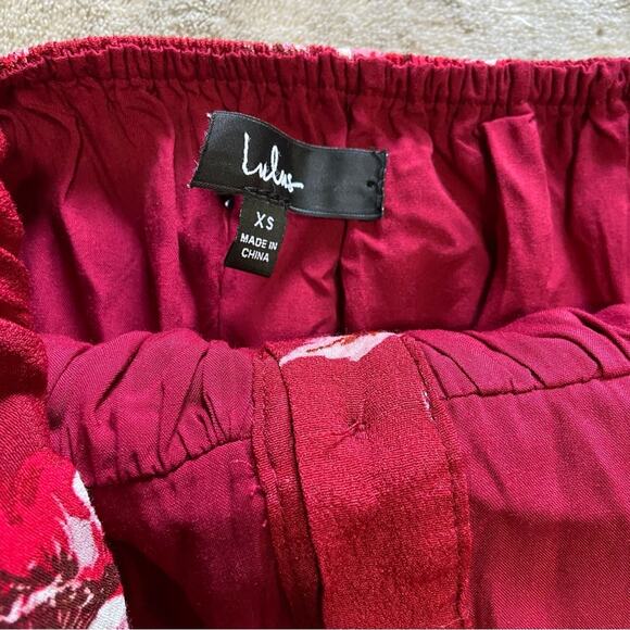 NWOT Lulus Total Perfection Burgundy Floral Print Tie-Back Midi Dress - Picture 7 of 11